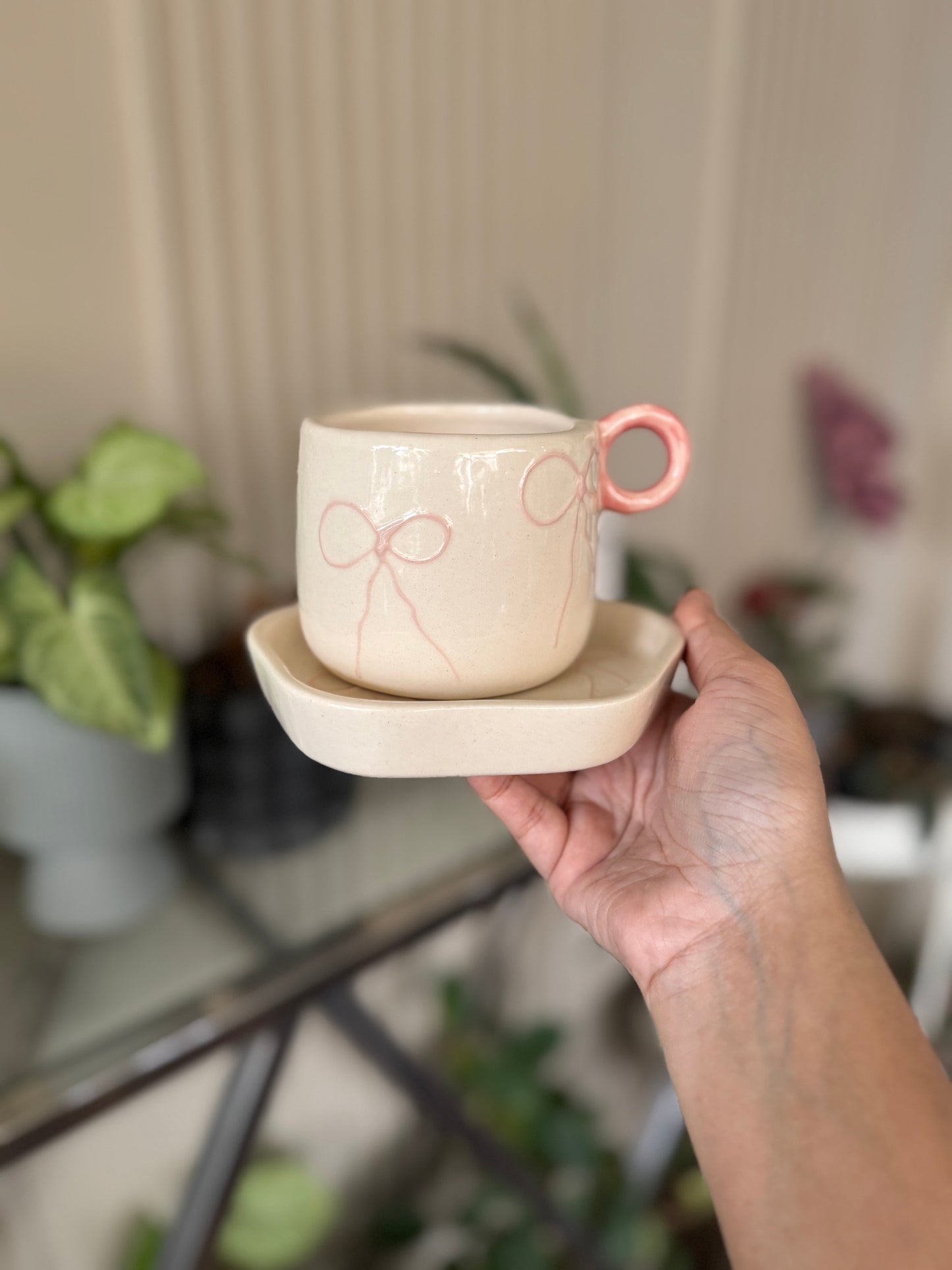 Cute Bow Mug & Saucer Set