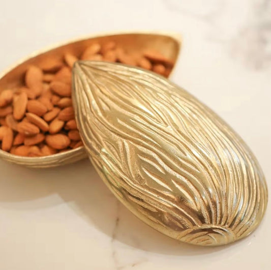 Luxe Gold Decorative Multipurpose Almond Shape Trinket Tray