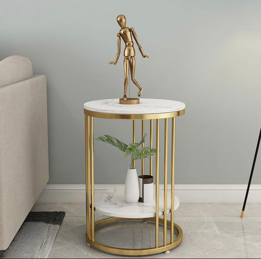 Nordic 2-Tier Faux Marble Side Table