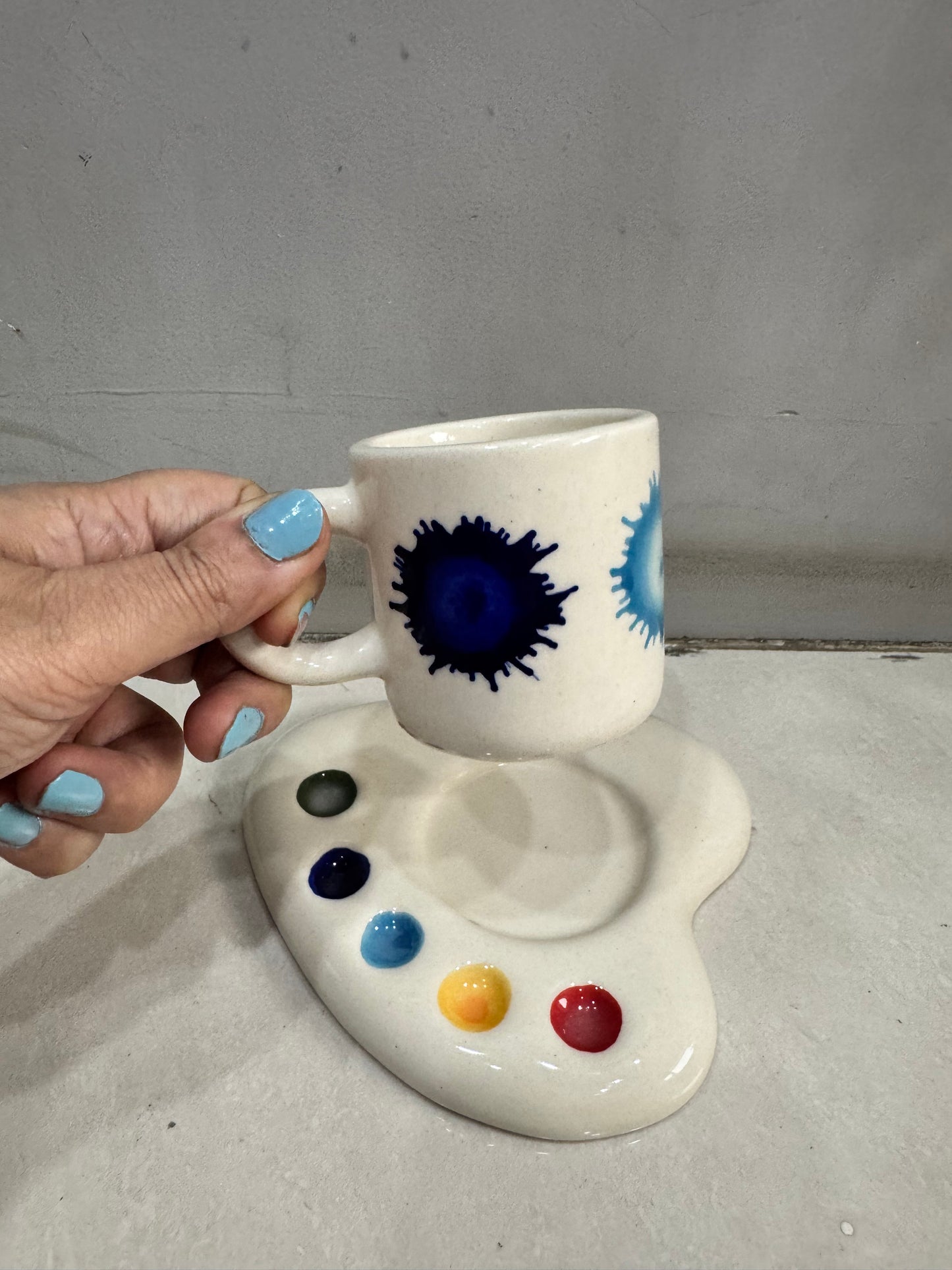 Watercolour Pattern Palette Cup & Saucer Set