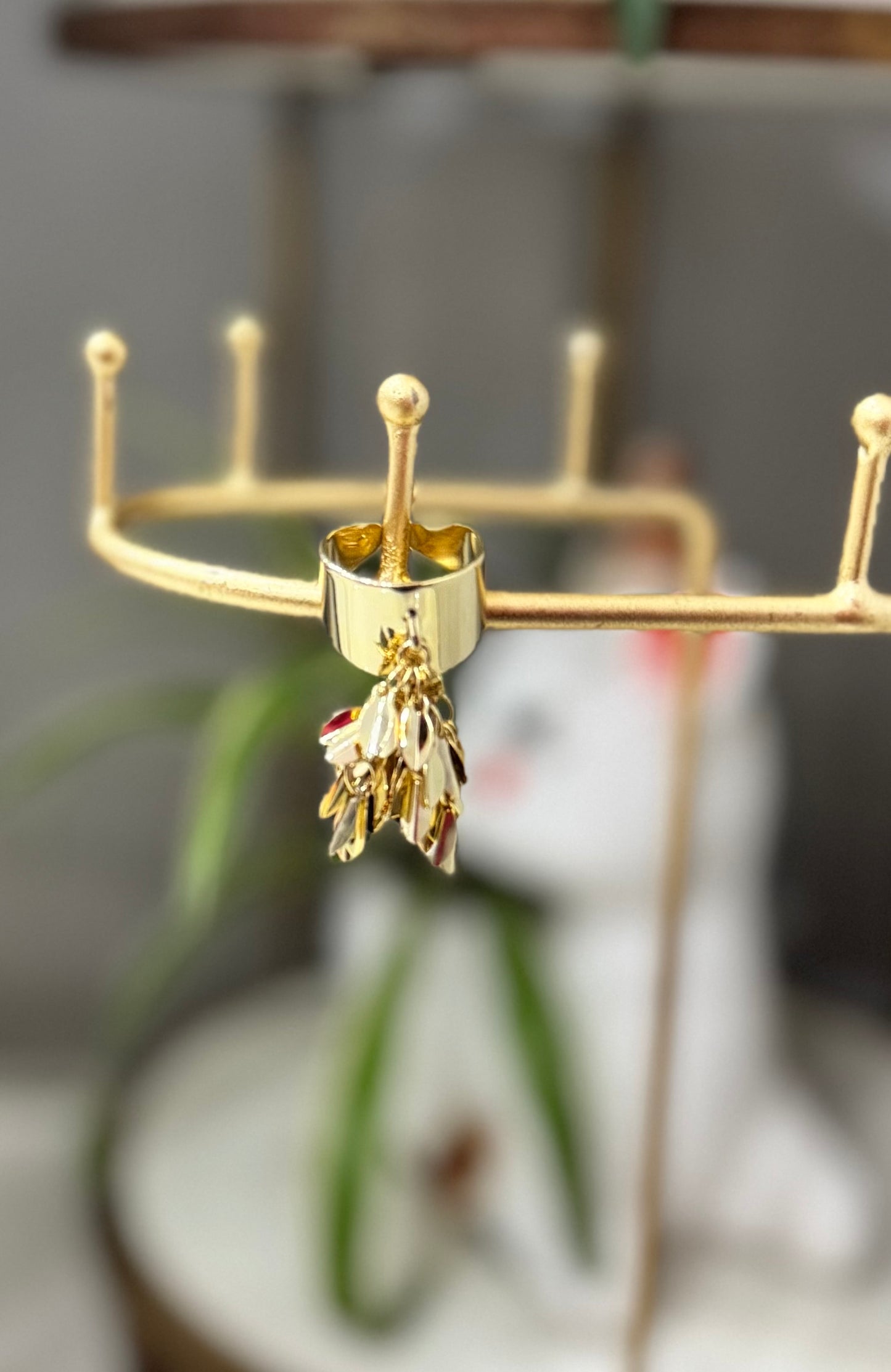 Statement Gold Drop Down Hanging Leaf Ring