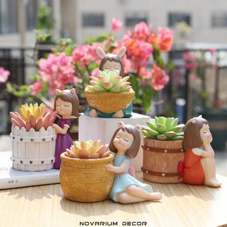 Unique Small Girls Fairies Succulent Planters - Set of 4