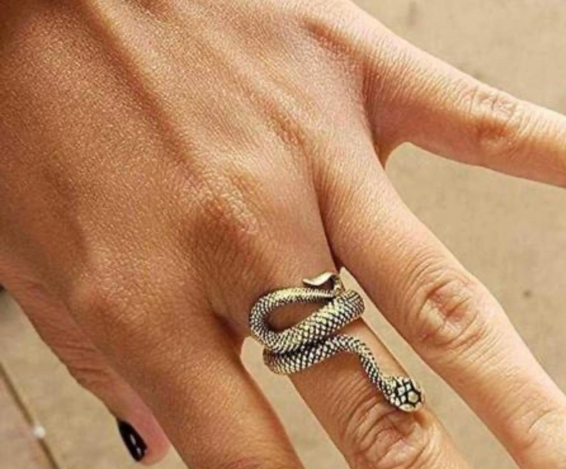 Oxidised Snake Ring