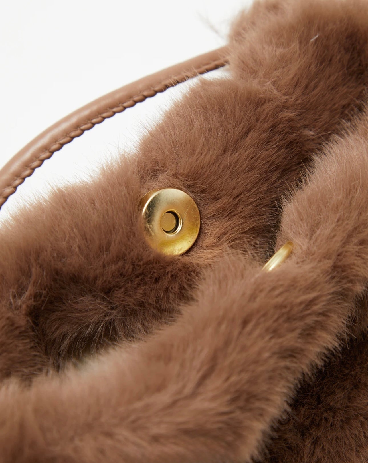 Plush Brown Fur Bucket Bag