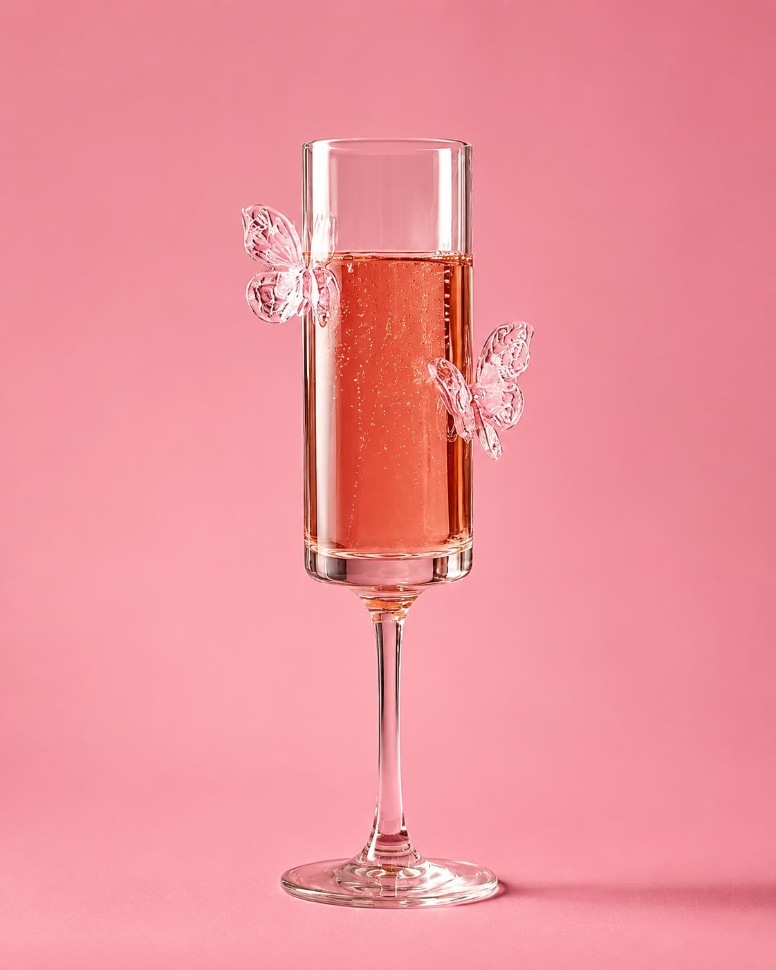 Exquisite 3D Pink Butterfly Champagne Glass (Contains 2 Glasses)