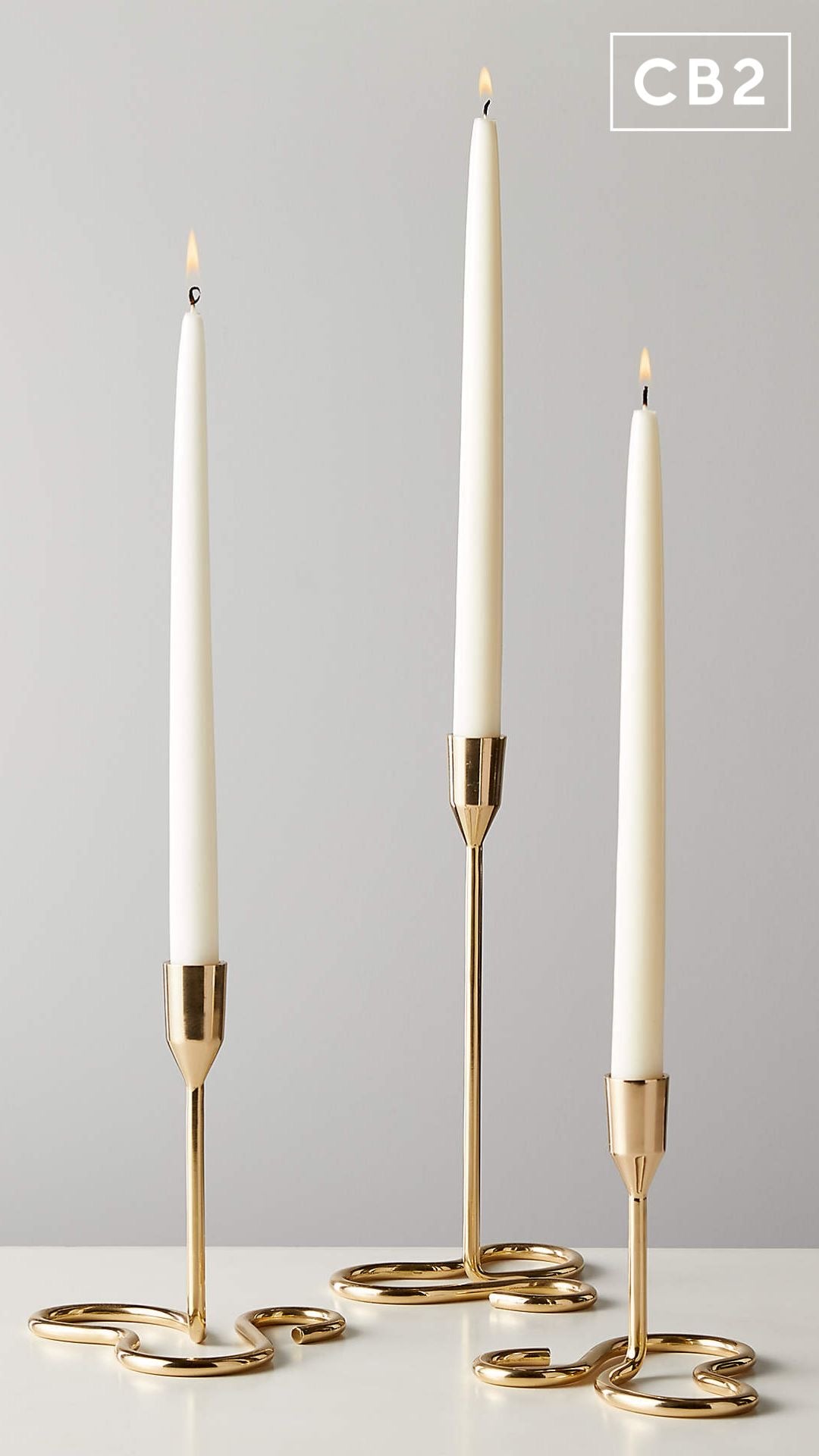 Gold Curve Tapered Candle Holder - Set of 3