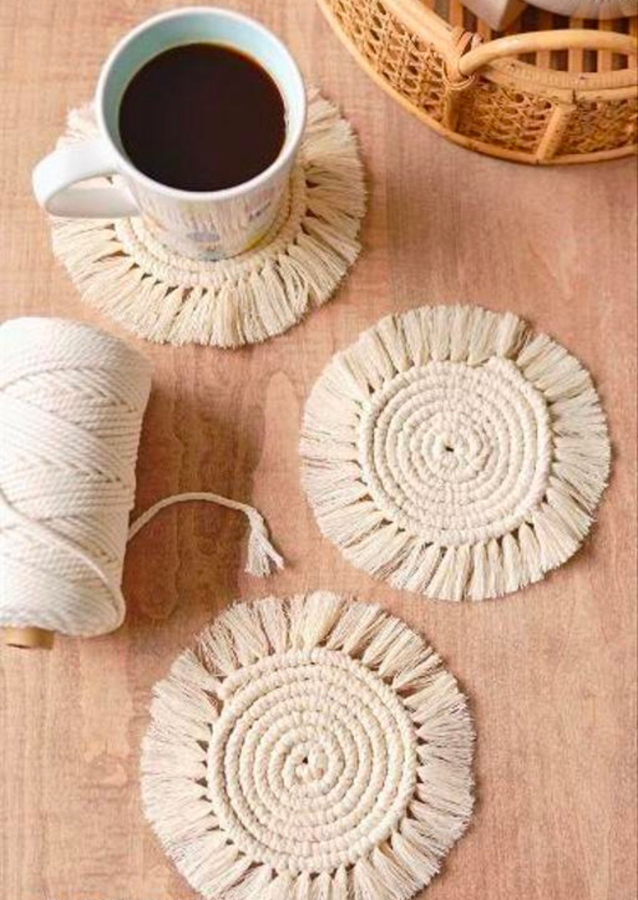 Boho Macrame Coasters- Set of 4