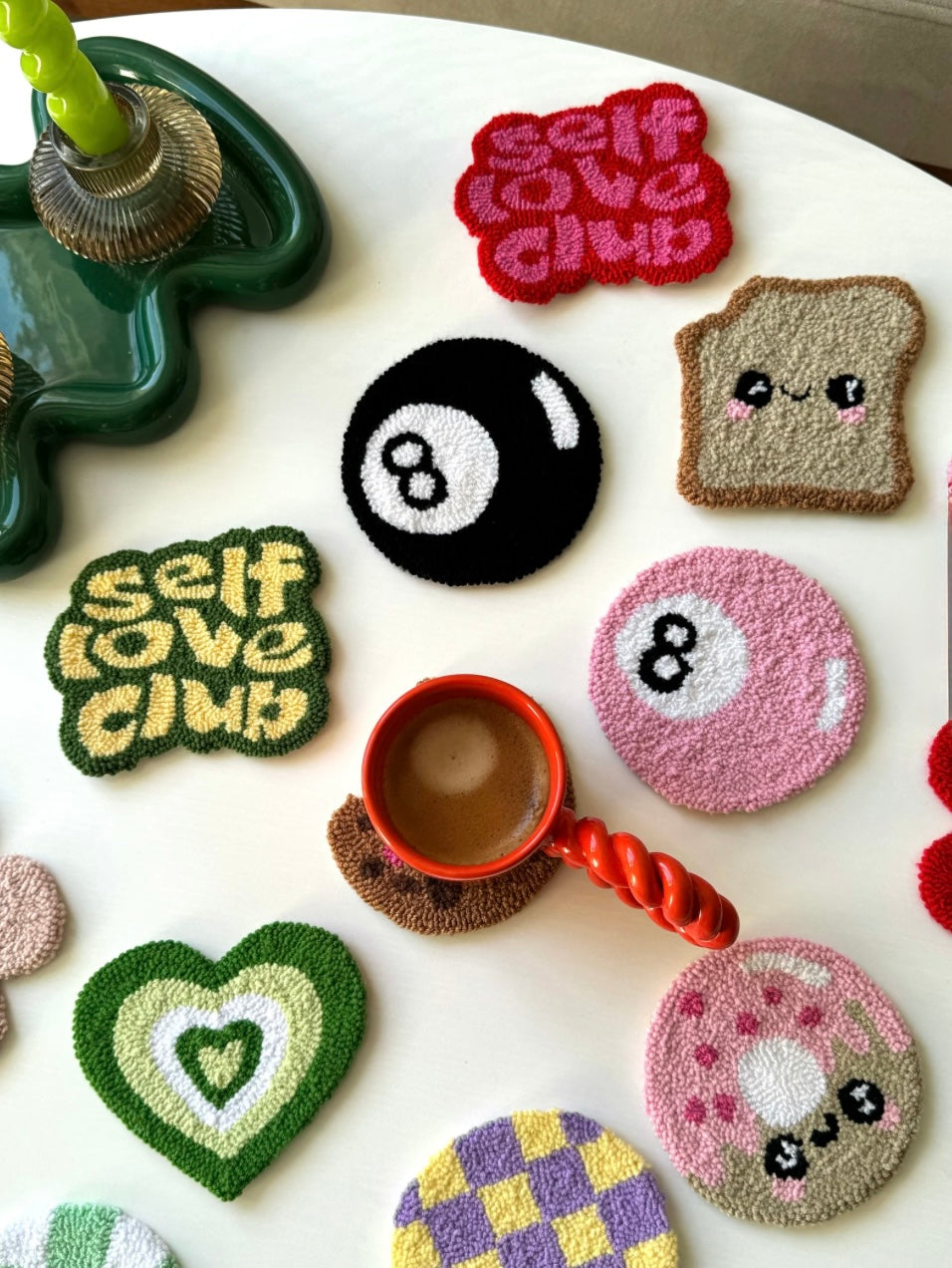 Exclusive Quirky Handmade Punch Needle Mug Rugs / Coasters