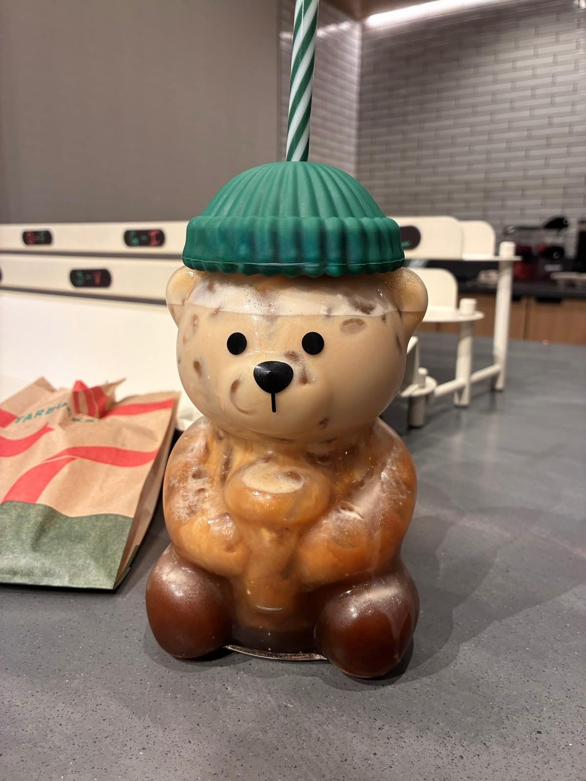 Cute Teddy Glass Tumbler with Straw & Lid