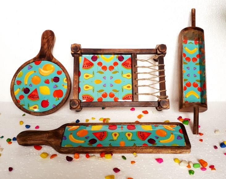 Exclusive Handmade Wooden Platters Gift Set of 4