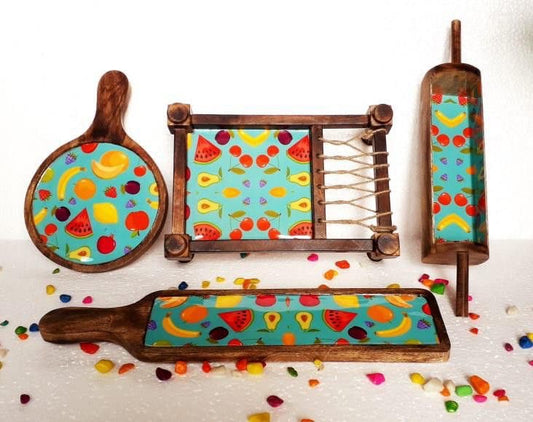 Exclusive Handmade Wooden Platters Gift Set of 4