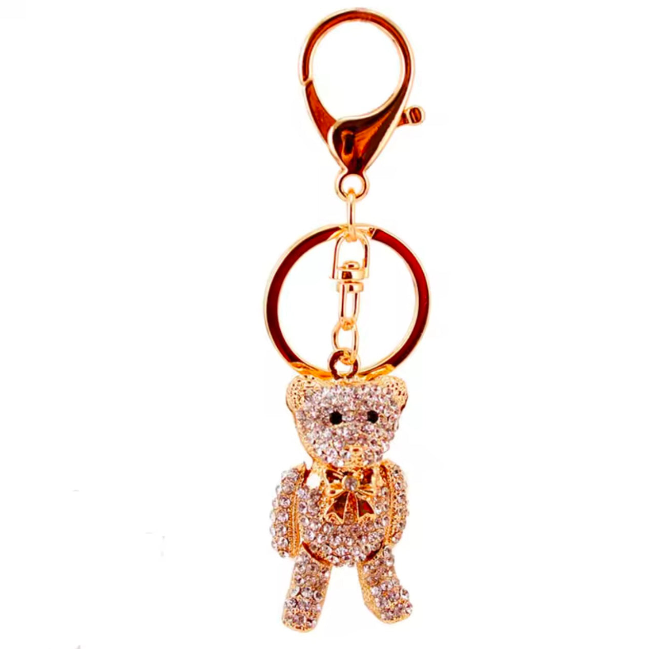 Cute Teddy Shape Metal Rhinestones Keychain