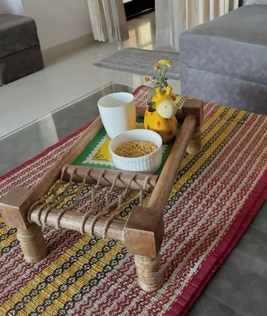 Wooden Khatiya/Cot Platter cum Serving Tray