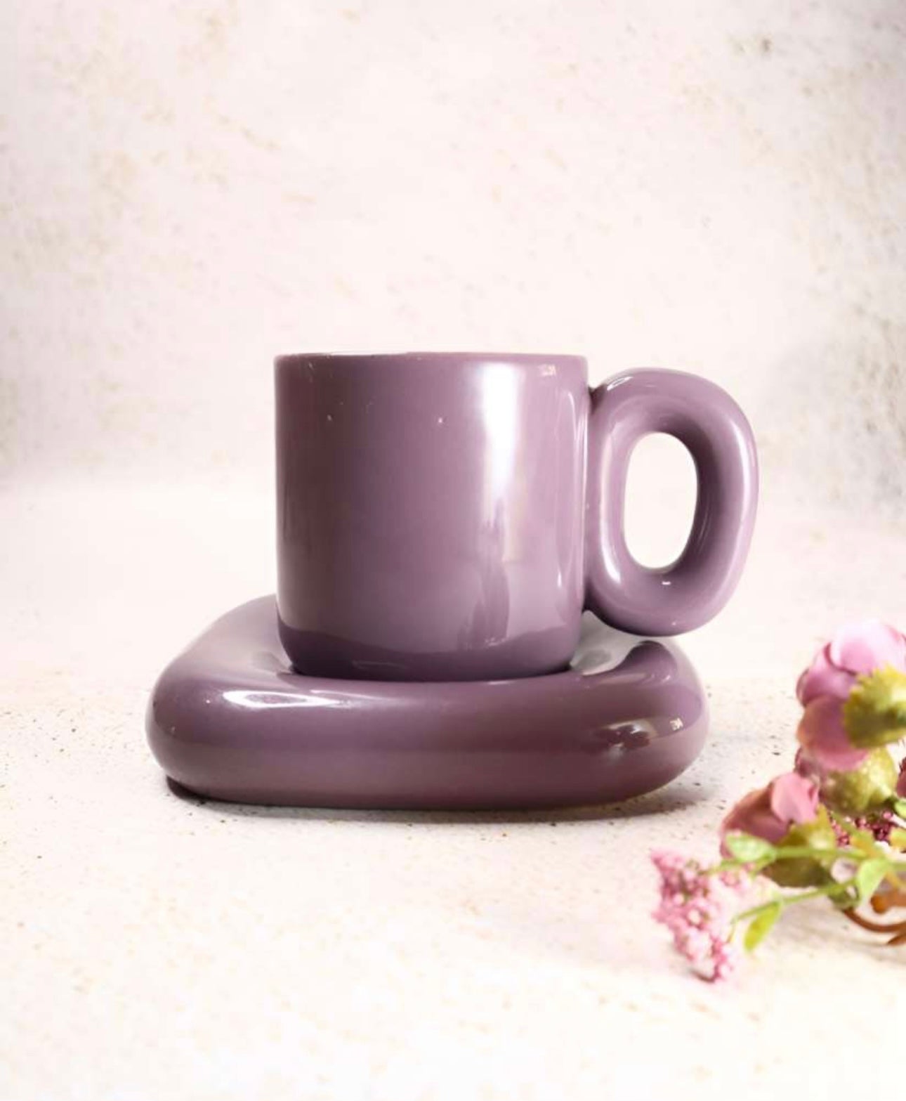 Chunky Mug with Square Saucer Set