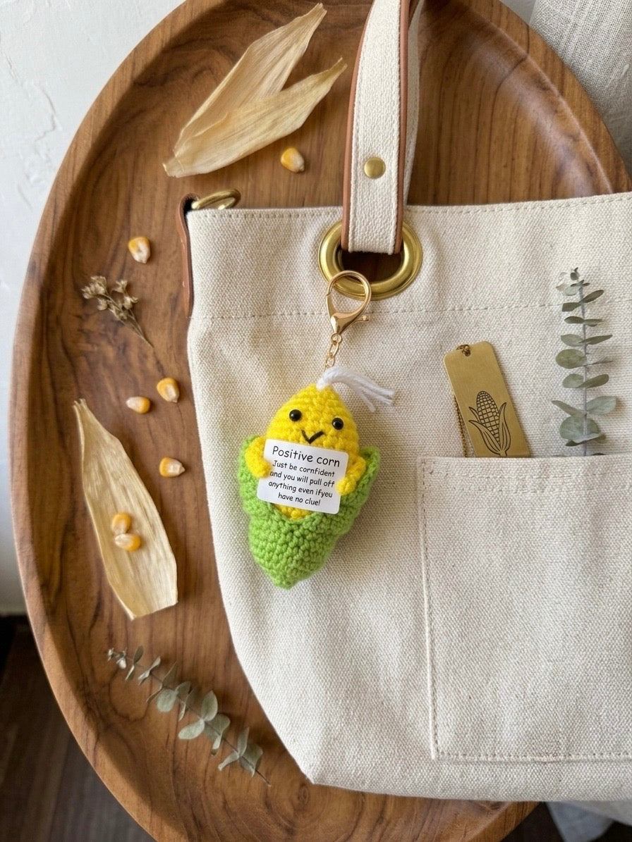 Adorable Smiling Crochet Keychains with Positive Message