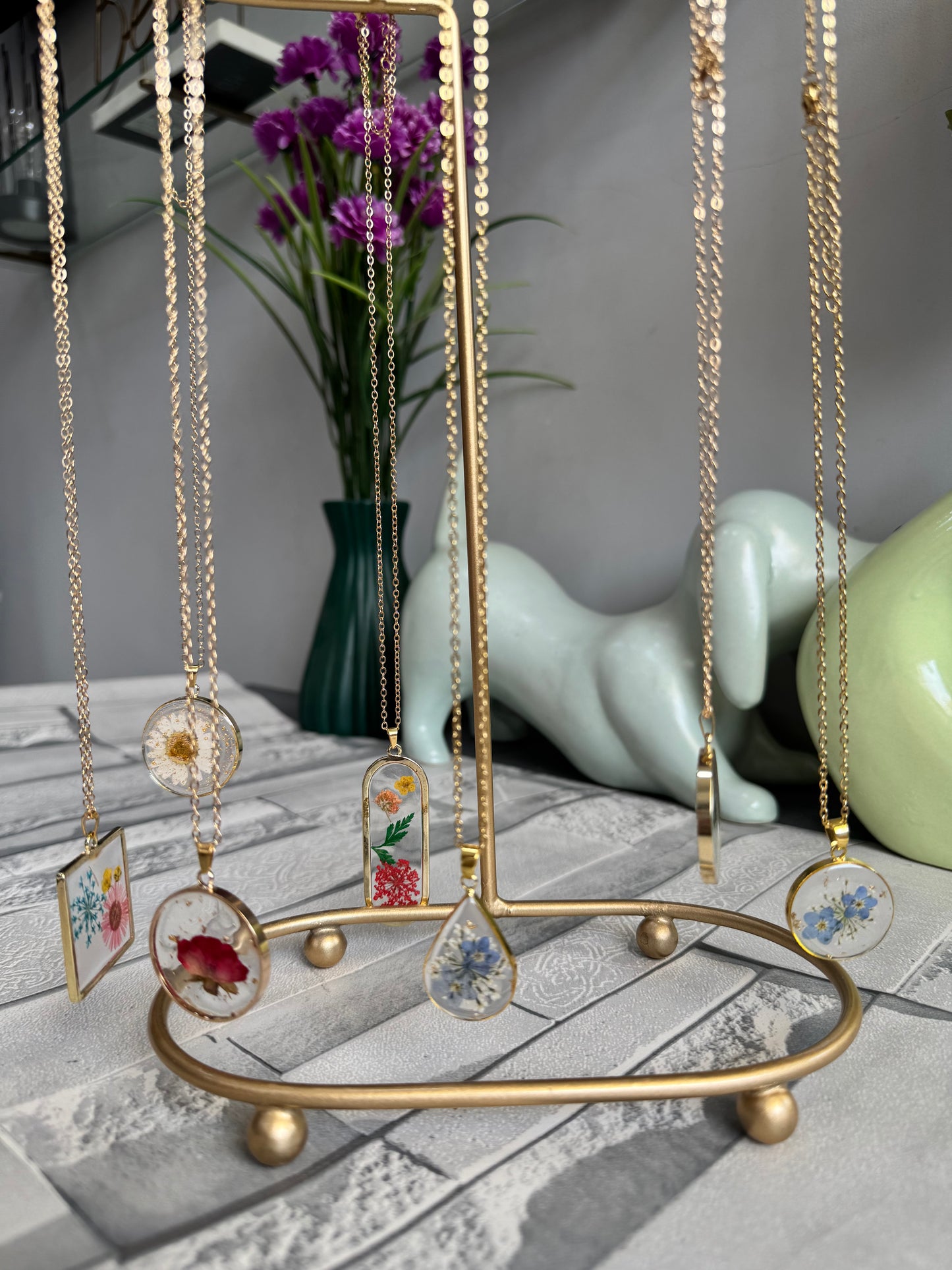 Pendants with Real Pressed Flowers