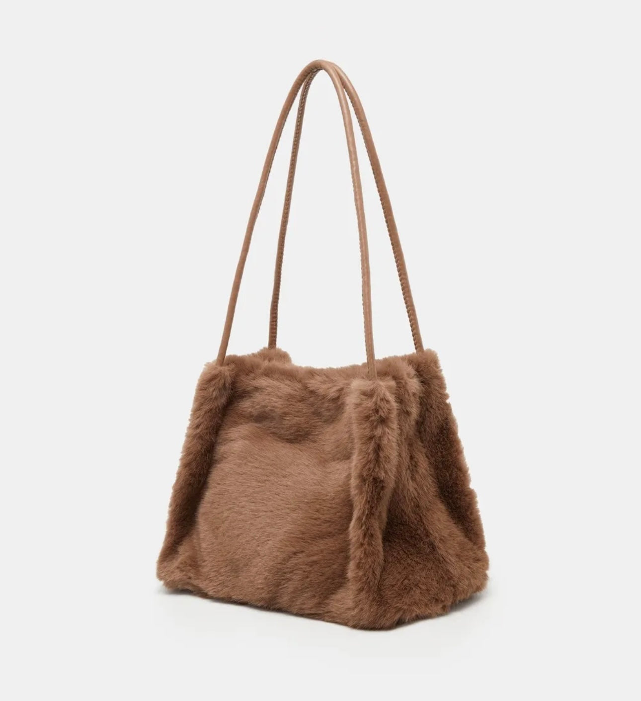 Plush Brown Fur Bucket Bag