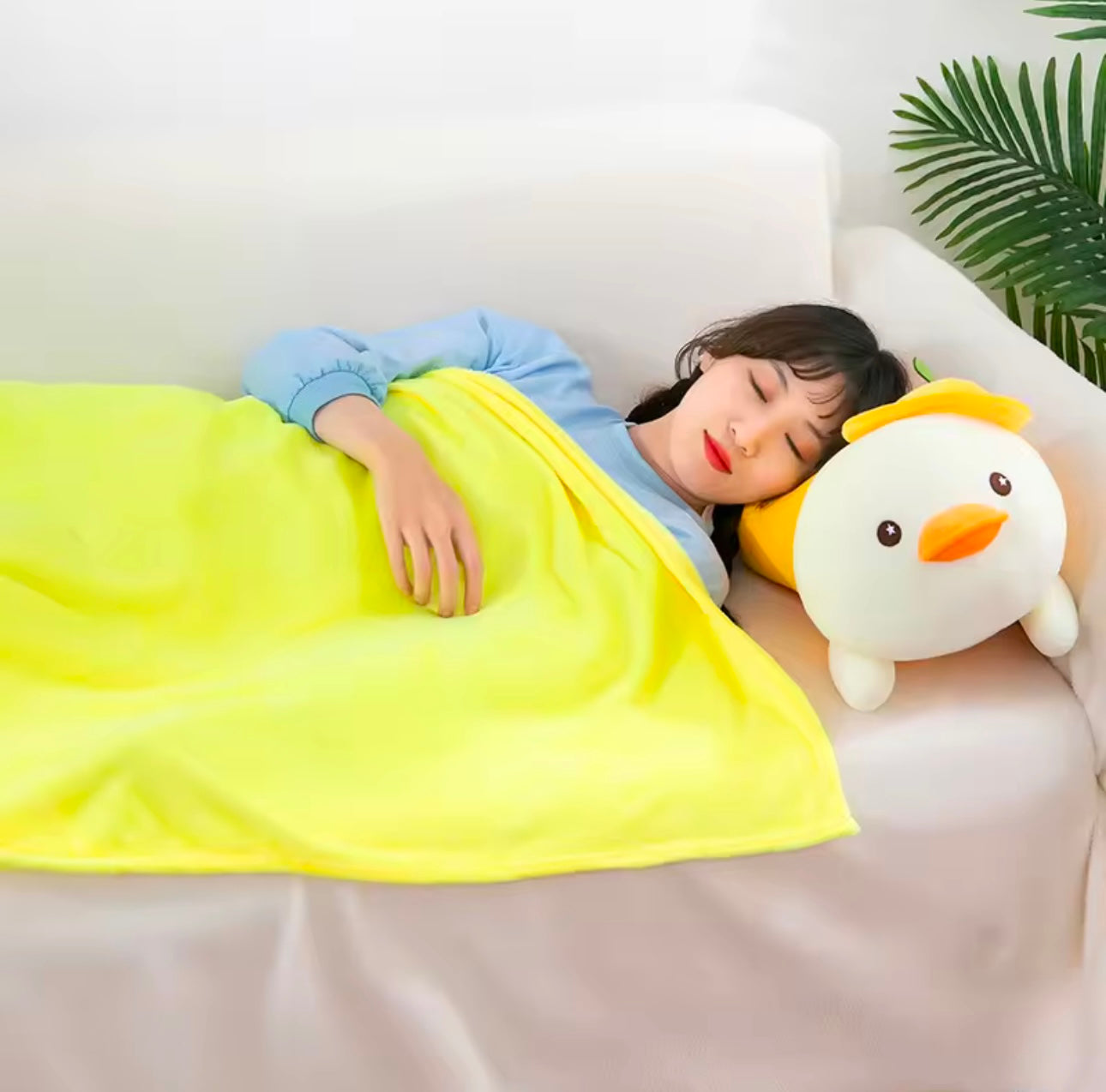 Plush Soft Stuffed Pillow with AC Blanket Inside