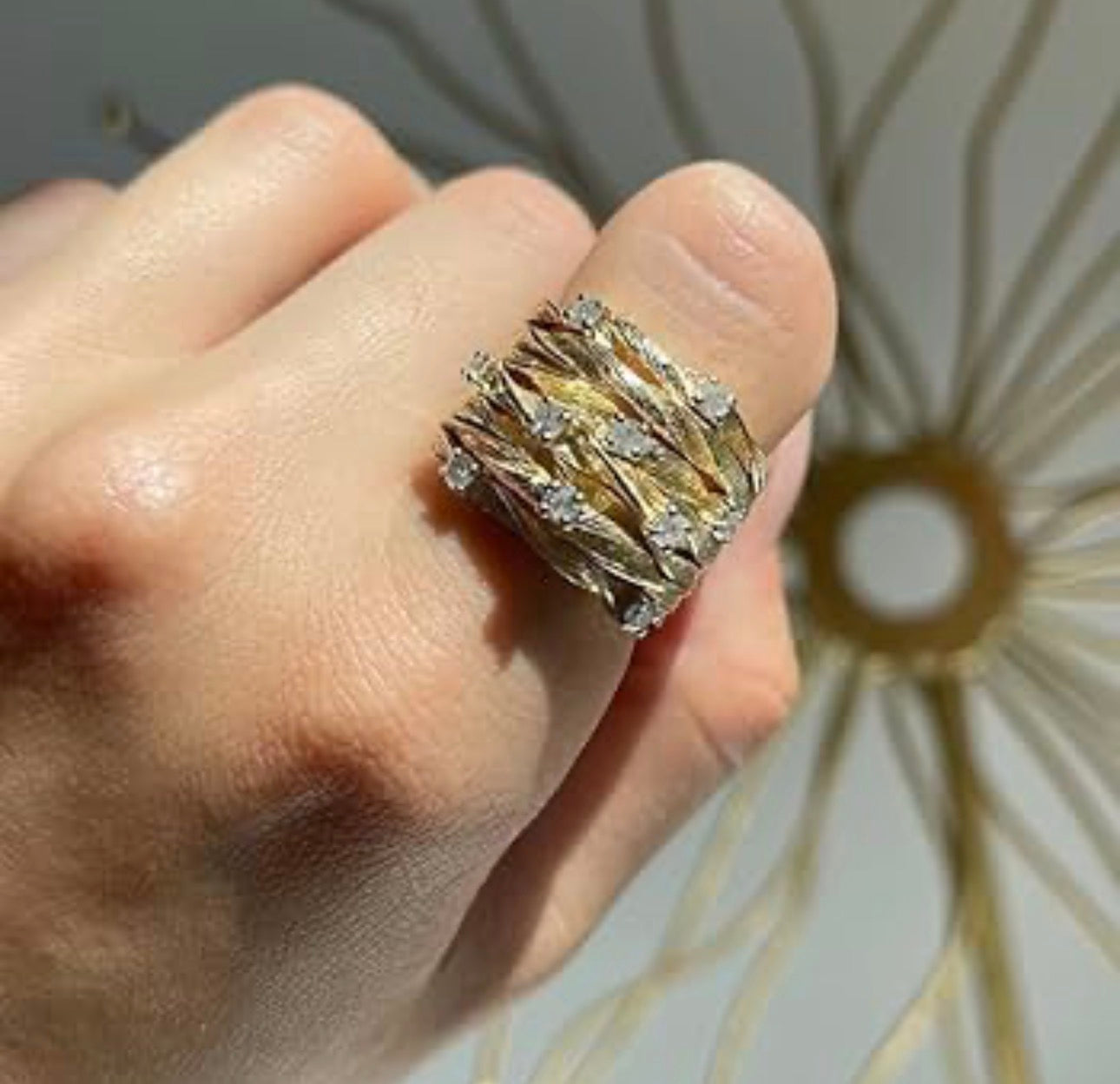 Luxe Gold Statement Twisted Vine Ring