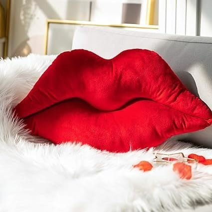 Plush Velvet Red Lips Pillow