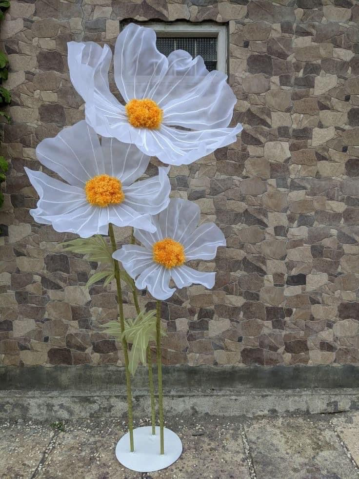 Organza Fabric Flowers with Stand