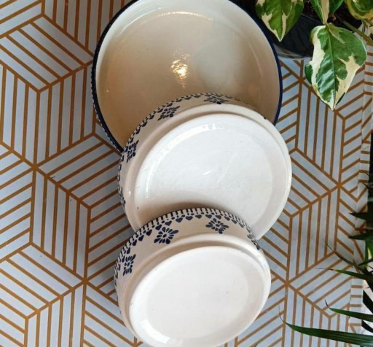 Elegant Motif Print Ceramic Stoneware Premium Bowls - Set of 3