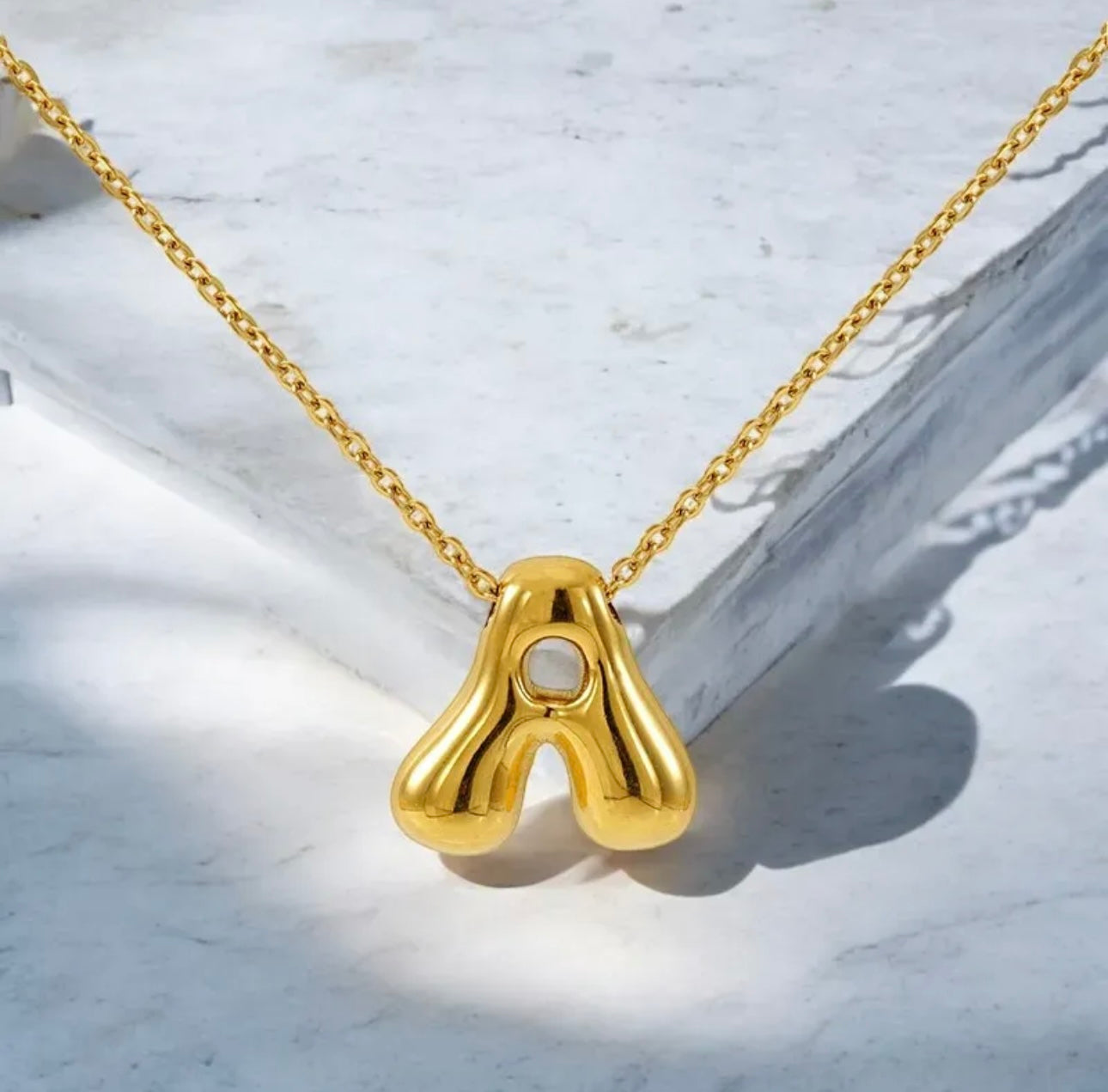 18k Gold Plated Balloon Letter Initial Alphabet Bubble Necklace