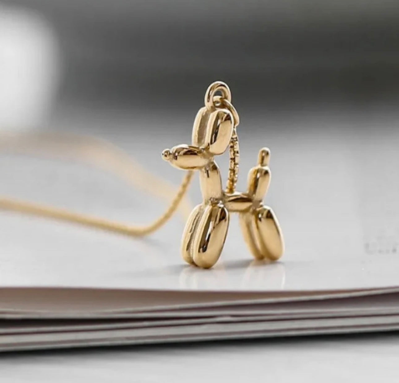 Minimalist Anti Tarnish Gold Plated Balloon Dog Pendant