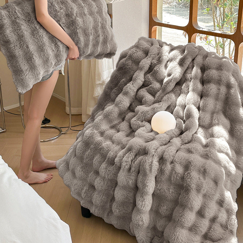 Thick Warm Plush Rabbit Faux Fur Velvet Nap Blanket