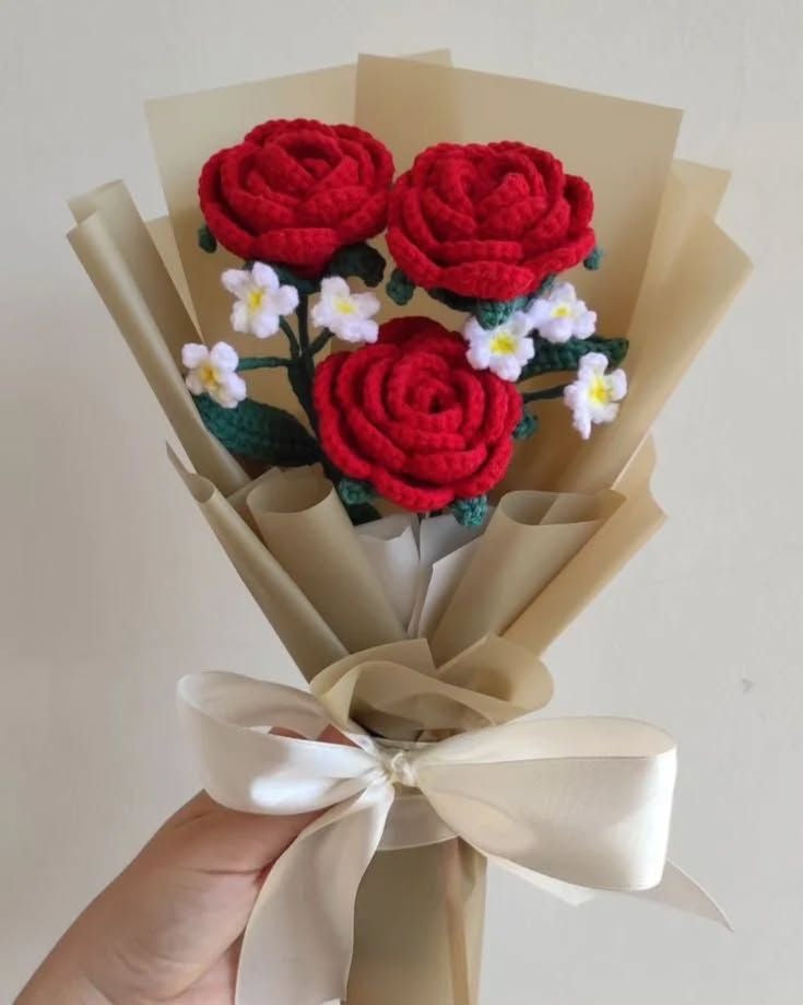 Handmade Crochet Rose Flowers Bouquet