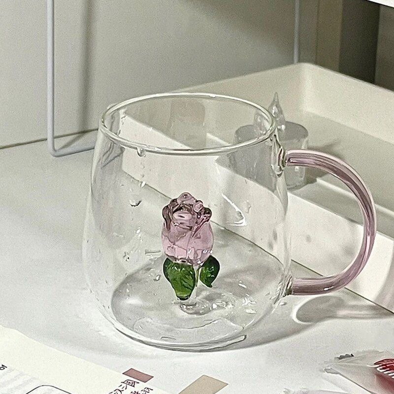 Aesthetic 3D Crystal Rose Inside Mug