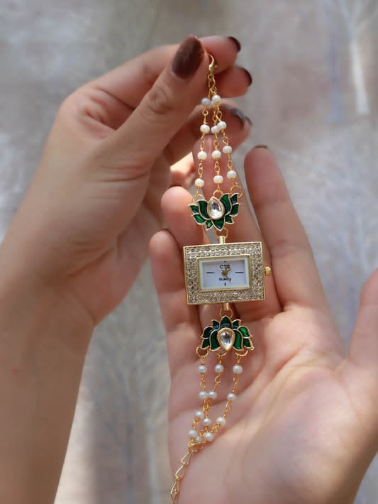 Trending Viral Kundan Ghungroo Kashmiri Watch/Bracelet