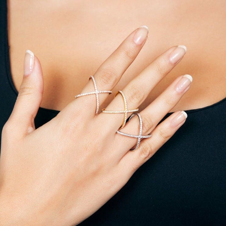 Minimalist Sterling Silver X-Shape Ring