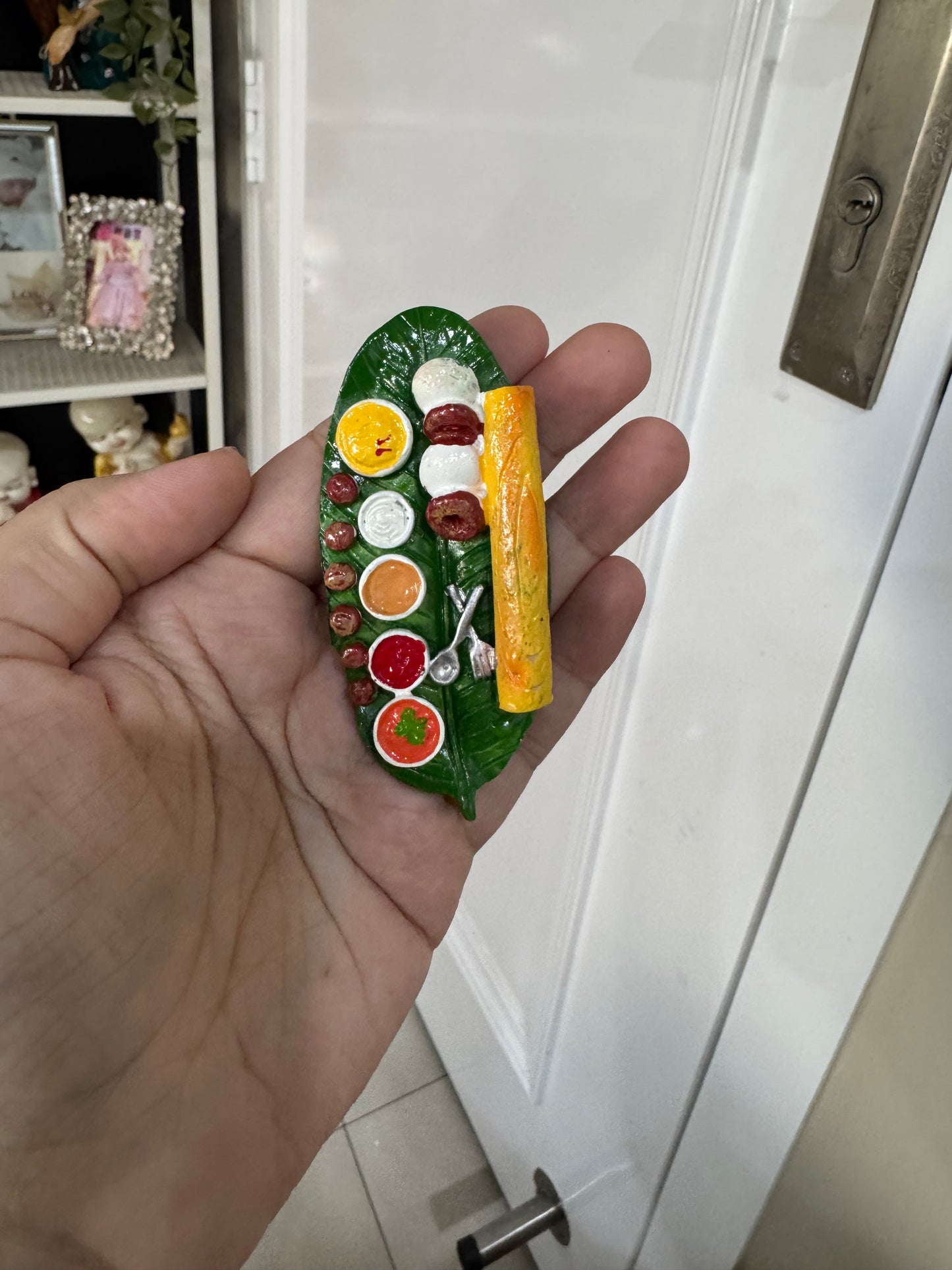 South Indian Large Thali on Banana Leaf Miniature Fridge Magnet