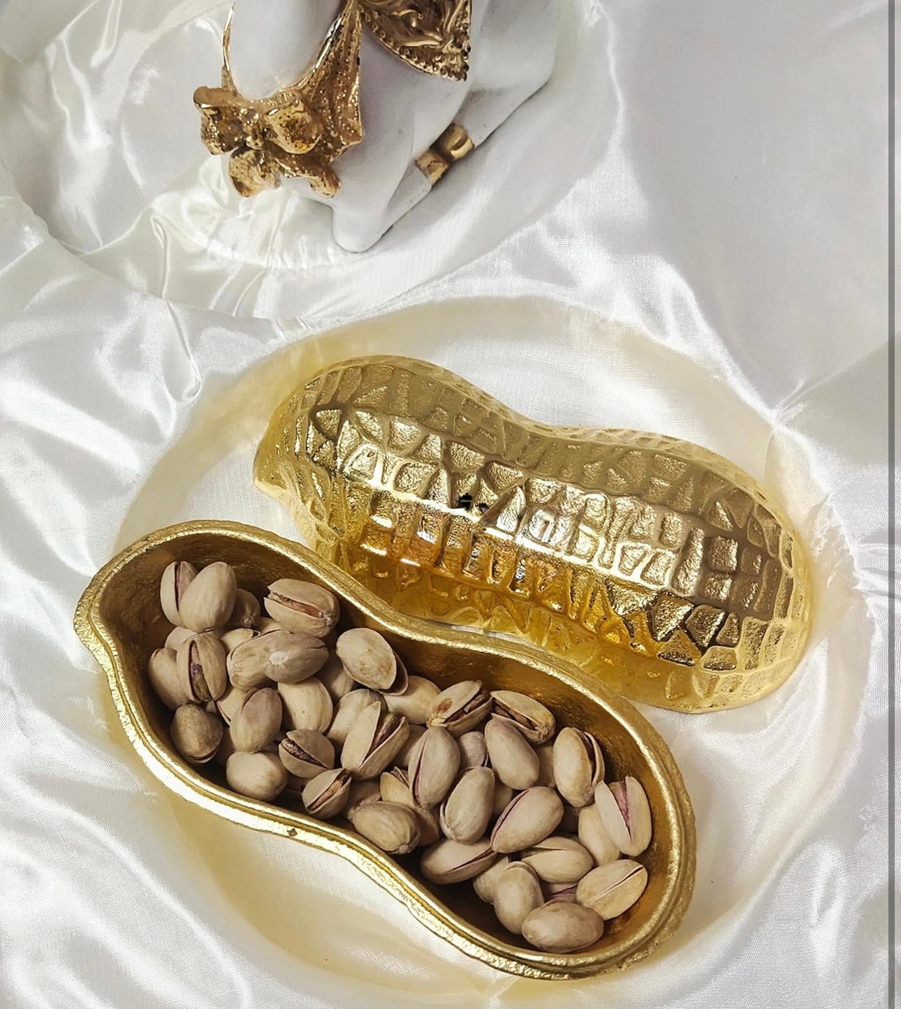 Luxe Gold Decorative Multipurpose Peanut Shape Trinket Tray