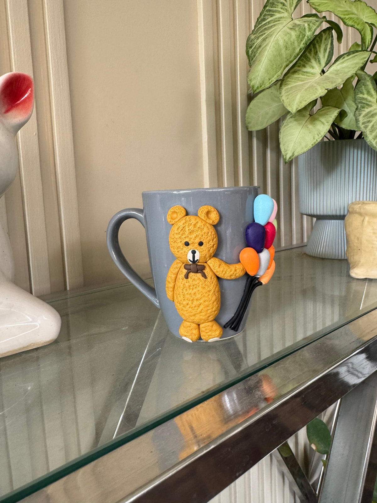 Cute Teddy with Balloons Handmade Ceramic Mug (250 ml)