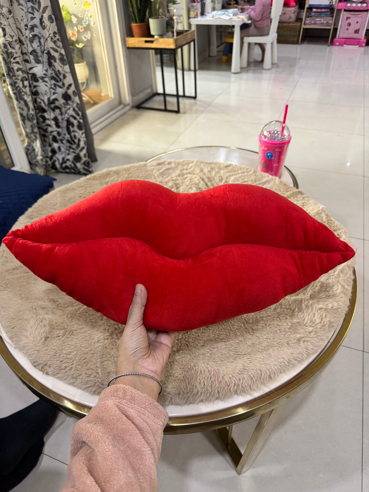 Plush Velvet Red Lips Pillow