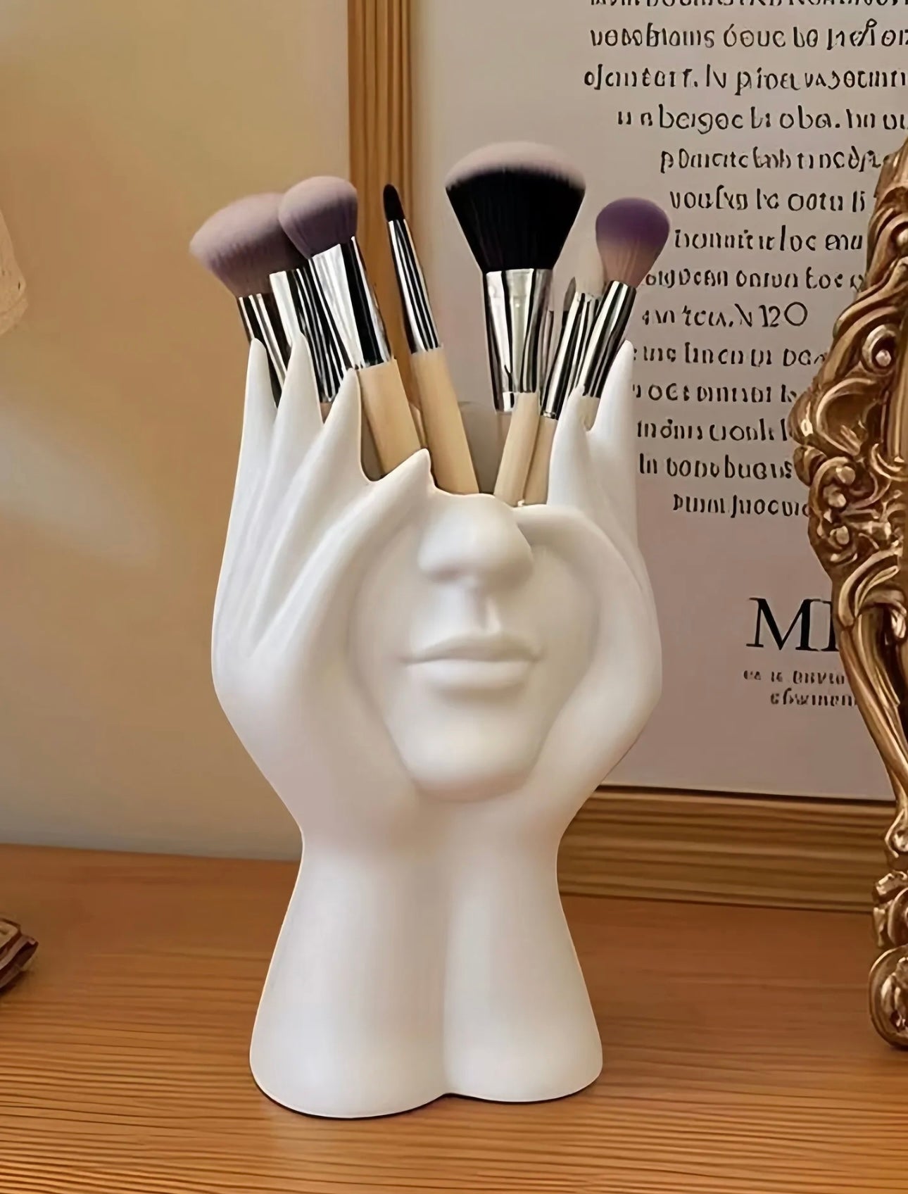 Unique Half Face Makeup Brush Holder/Vase