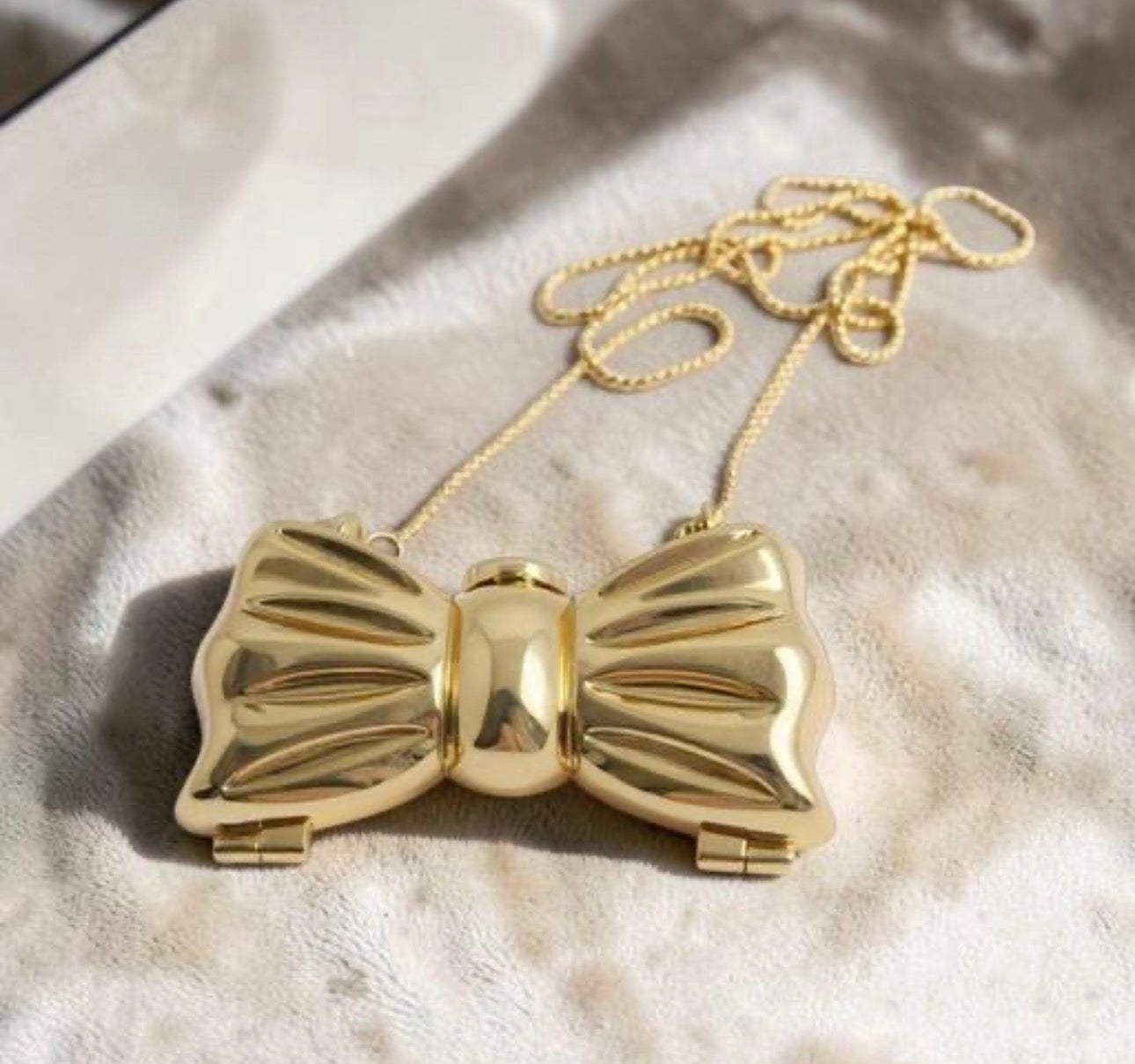 Mini Metal Bow Crossbody Bag, Mini Gold Bow Sling Bag