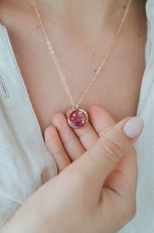 Pendant with Real Pressed Flowers