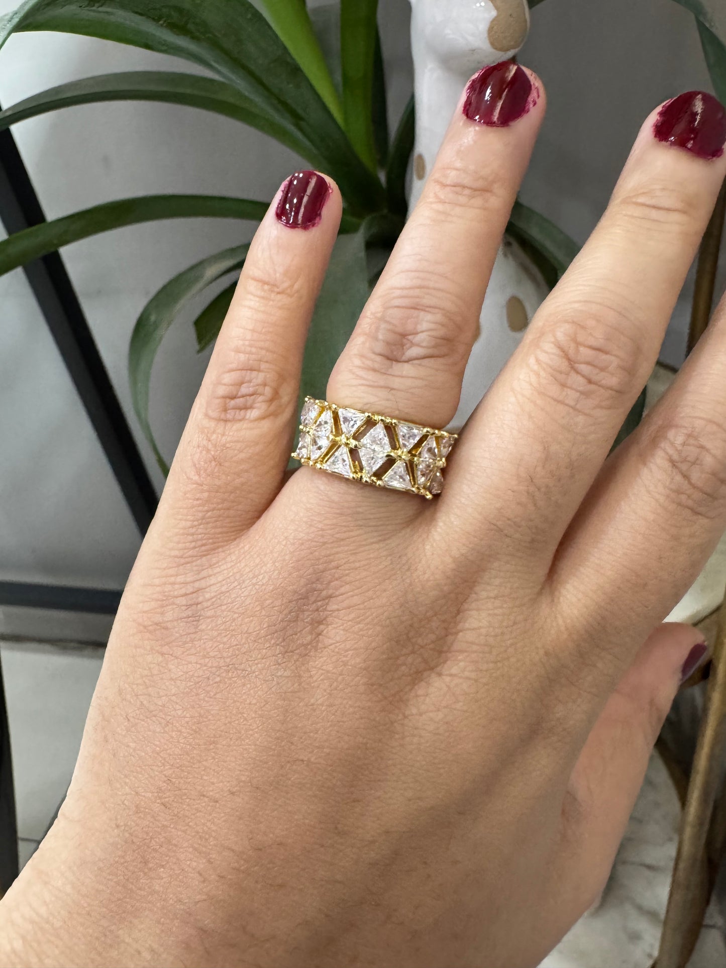 Statement Geometric Eternity Band Ring