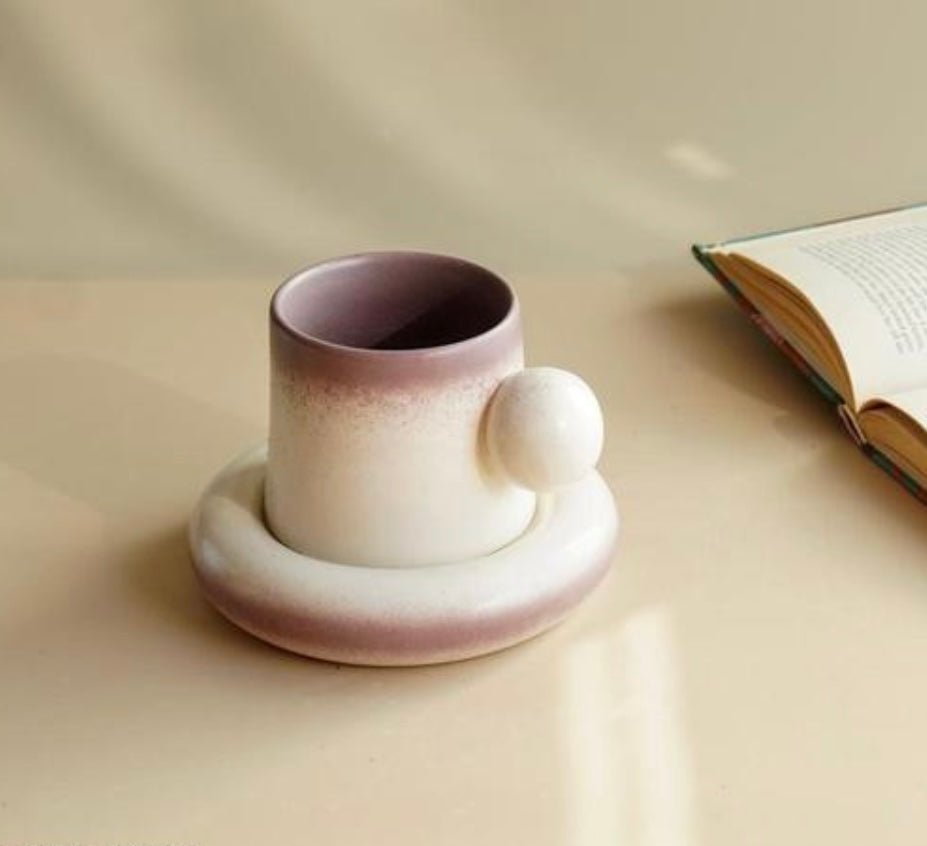 Elegant Bubble Mug & Saucer Set with Ball Handle