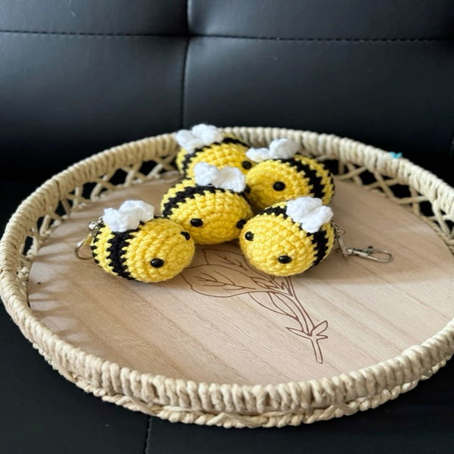Adorable Crochet Honey Bee / Bumblebee Keychain