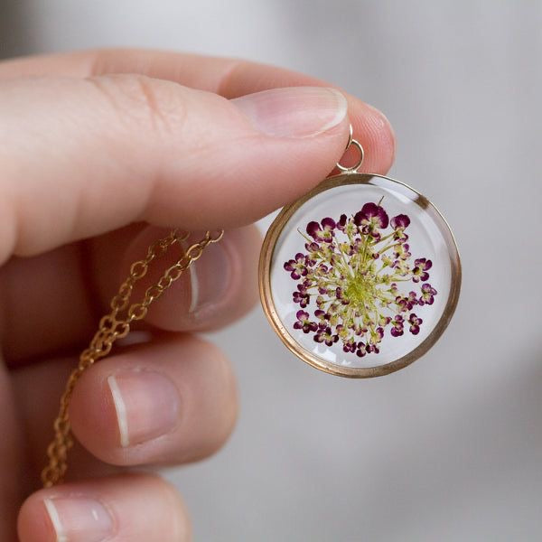 Pendant with Real Pressed Flowers