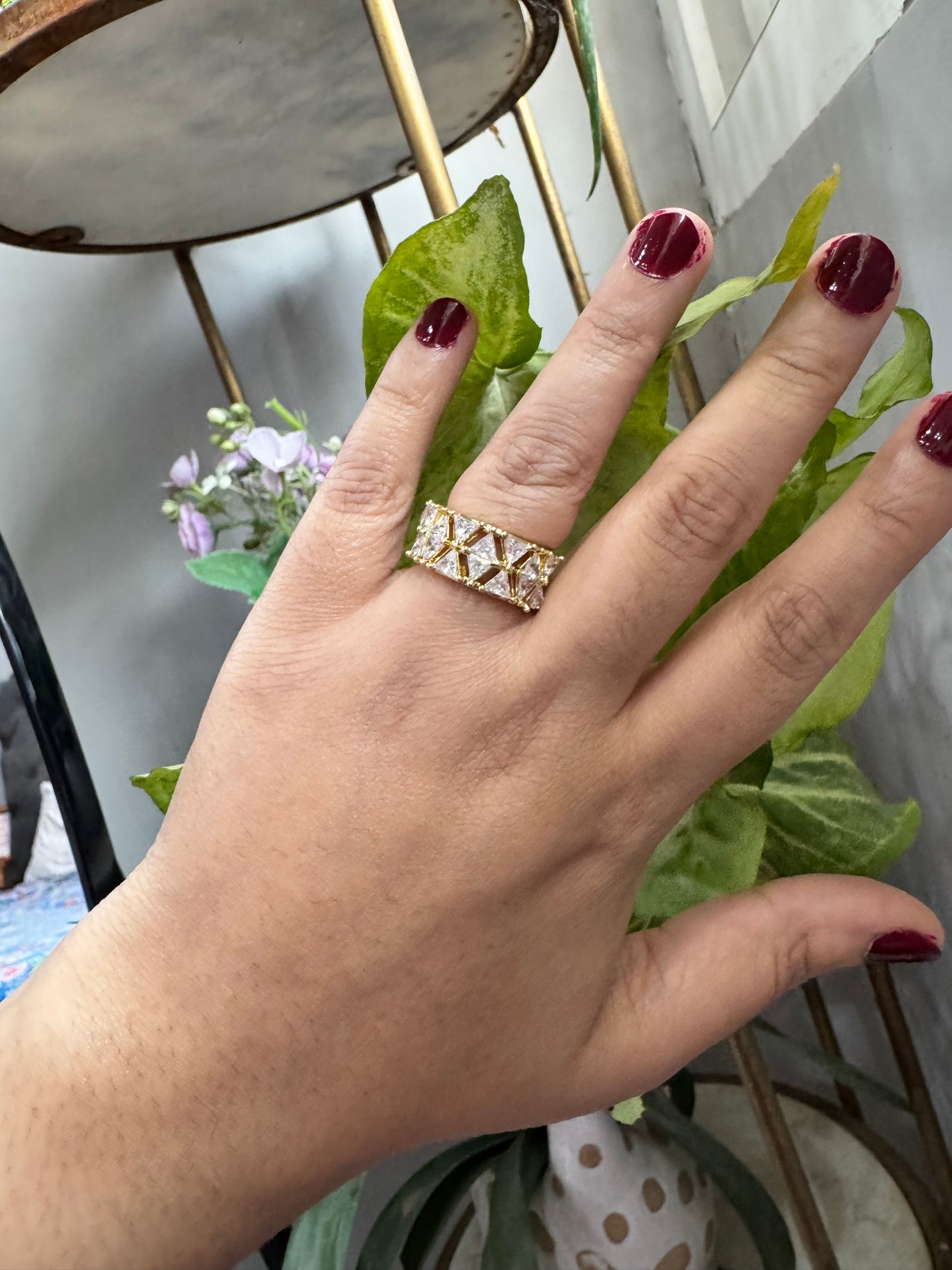 Statement Geometric Eternity Band Ring