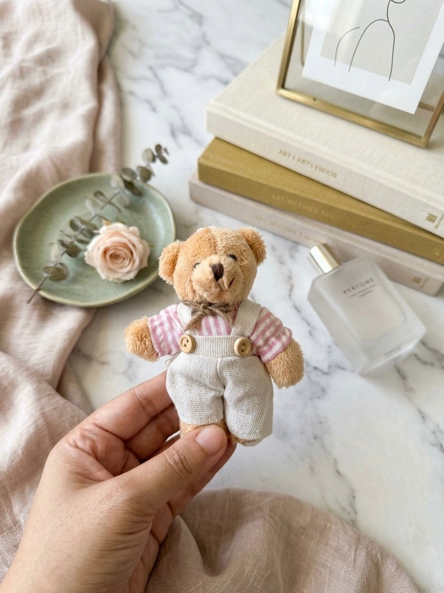 Exclusive Couple Teddy Keychain in Cute Pink Outfit