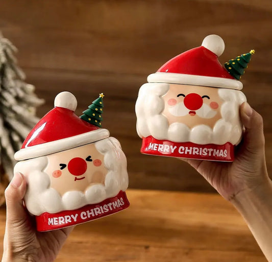 Santa Mug with Lid and Spoon