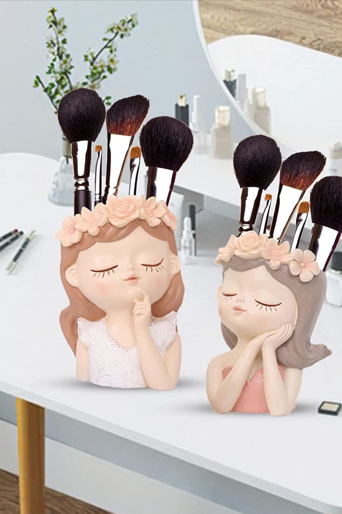 Cute Girl Fairies Planter / Multipurpose Brush Holder / Pencil Holder