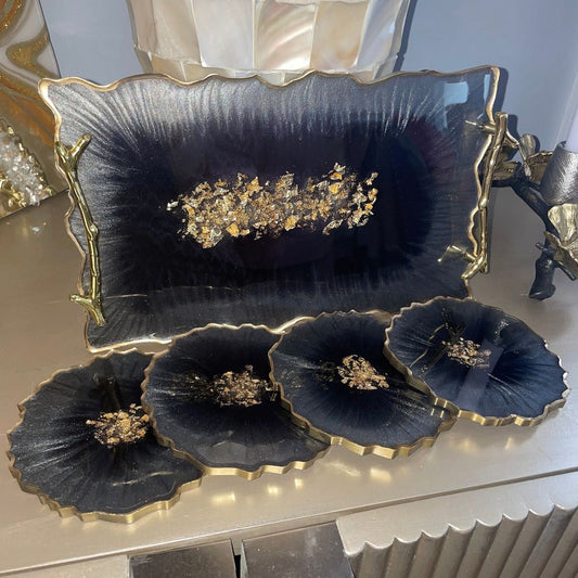 Luxe Decorative Tray with Gold Accent