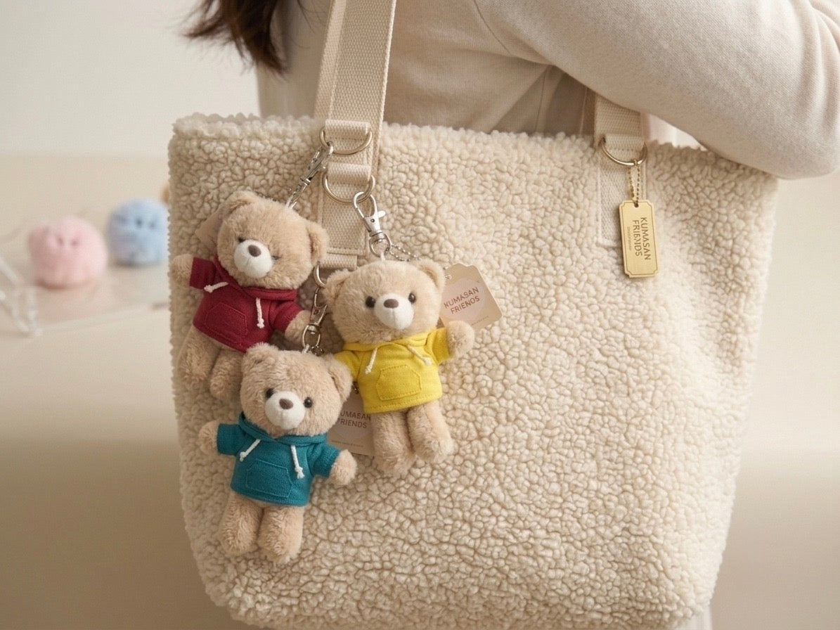 Adorable Teddy with Hoodie Plushy Keychain/Bag Charm (Random Color)